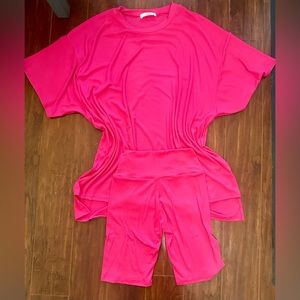 Shop Talulah ribbed hot pink Novi shorts set